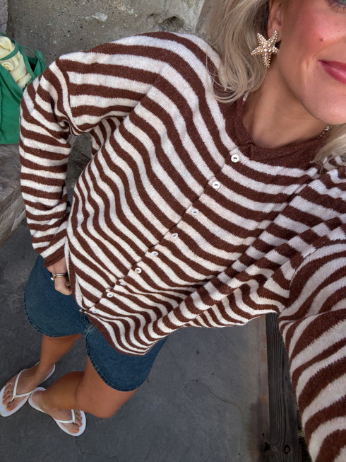 Coco Cutie Cardigan // Brown Stripe